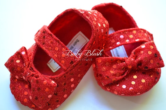 Buy Sparkle and Comfort Ruby Baby Slippers With Red Sequins Bow
