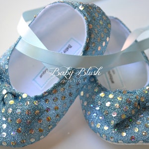 Light Blue Sequin Baby Shoes Baby Ballerina Slipper image 3