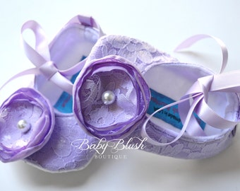 Lilac Lace Vintage Baby Shoes Ballerina Slippers