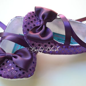 Eggplant Plum Sequin Baby Shoes Baby Ballerina Slipper image 1