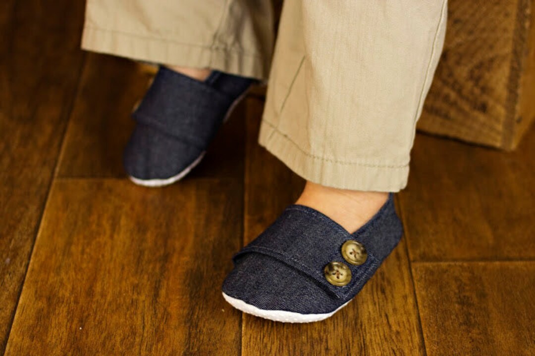 Denim Baby Boy Soft Soled Baby Shoes - Infant Shoes - Etsy