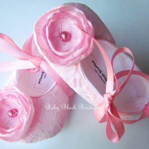 Pink Lace Vintage Baby Shoes Ballerina Slippers