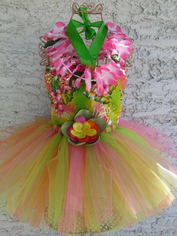 Items similar to Tutu Baby Toddler Hawaiin Hula Tutu Outfit Costume 3 Pc (Tutu, Top and Lei) on Etsy