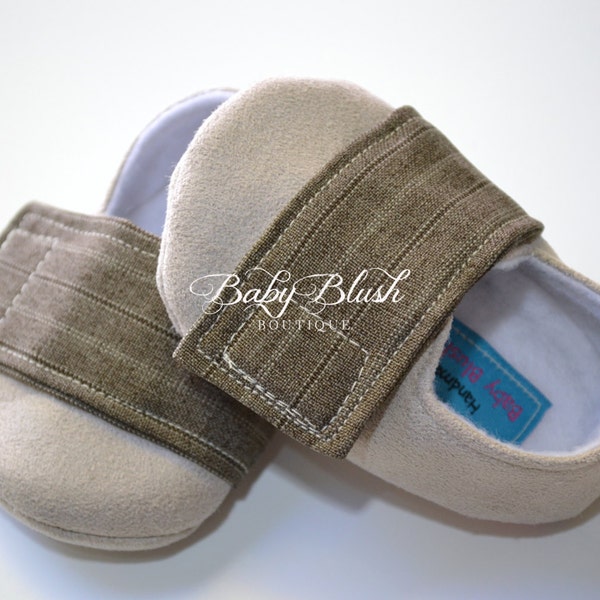 Beige Brown Baby Boy Soft Soled Baby Shoes - Infant Shoes