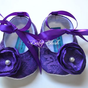 Purple Lace Vintage Baby Shoes Ballerina Slippers image 3