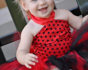 Tutu Baby Toddler Red & Black Polka Dot Tutu Outfit Costume Set 3 pc (Tutu, Stylish Top, Headband)