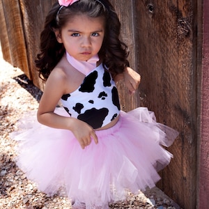 Tutu MooTu Cow Pink Tutu Baby Toddler Outfit Costume Set 3 pc Tutu, Stylish Top, Headband image 1