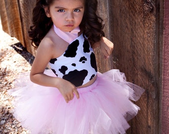 Tutu MooTu - Cow Pink Tutu Baby Toddler Outfit Costume Set 3 pc (Tutu, Stylish Top, Headband)