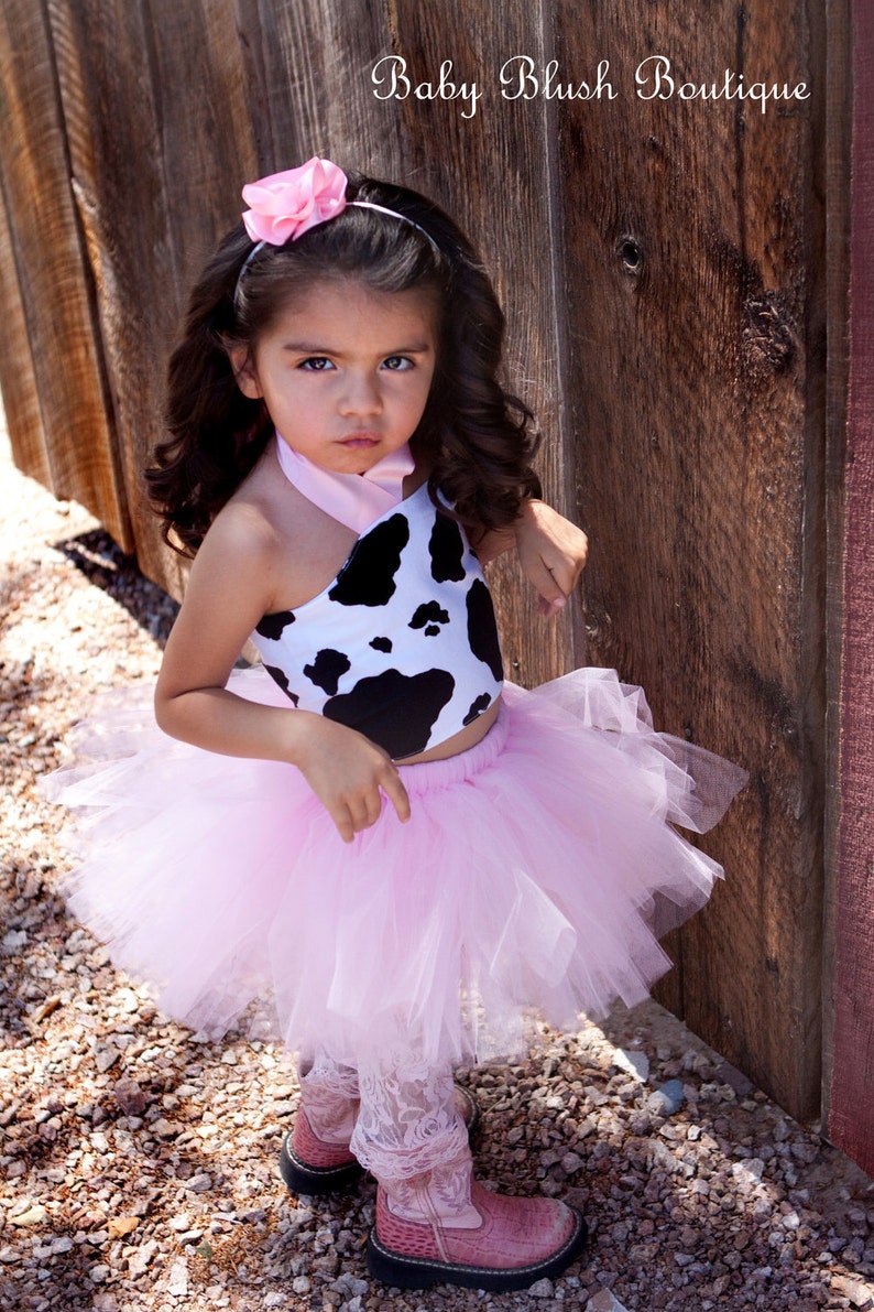 Tutu MooTu Cow Pink Tutu Baby Toddler Outfit Costume Set 3 pc Tutu, Stylish Top, Headband image 1