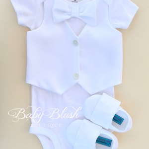 All White Vest Bow Tie Baby Boy Outfit Photo Prop Matching - Etsy
