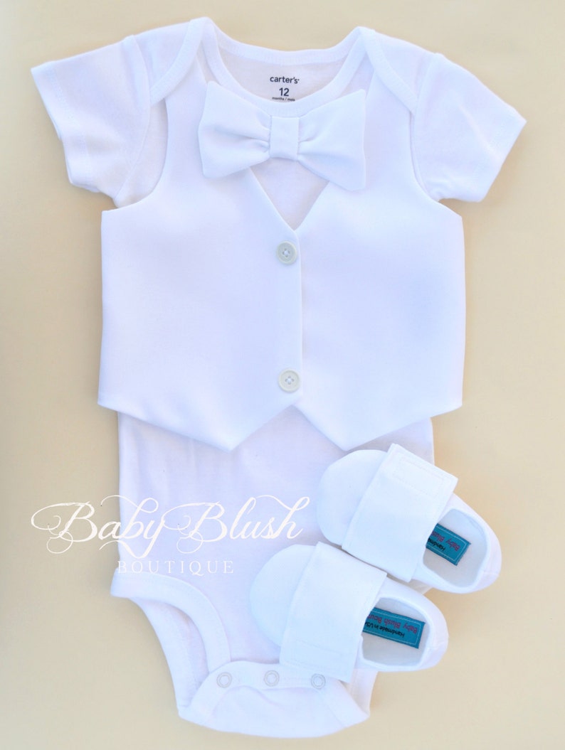 All White Vest Bow Tie Baby Boy Outfit Photo Prop Matching Etsy