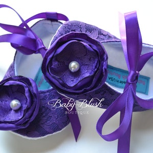 Purple Lace Vintage Baby Shoes Ballerina Slippers image 1