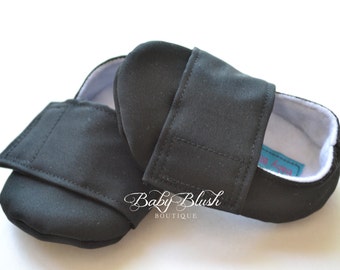 Plain Black  Baby Boy Soft Soled Baby Shoes - Infant Shoes