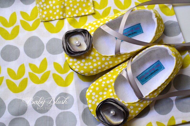 YellowGreen & Grey Aline Dress Shoes Set Infant Outfit Baby Etsy