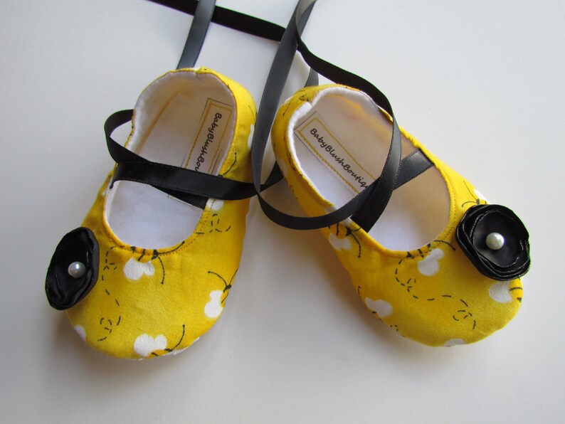 Bumble Bee Baby Shoes Soft Ballerina Slippers Baby Booties