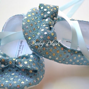 Light Blue Sequin Baby Shoes Baby Ballerina Slipper image 4