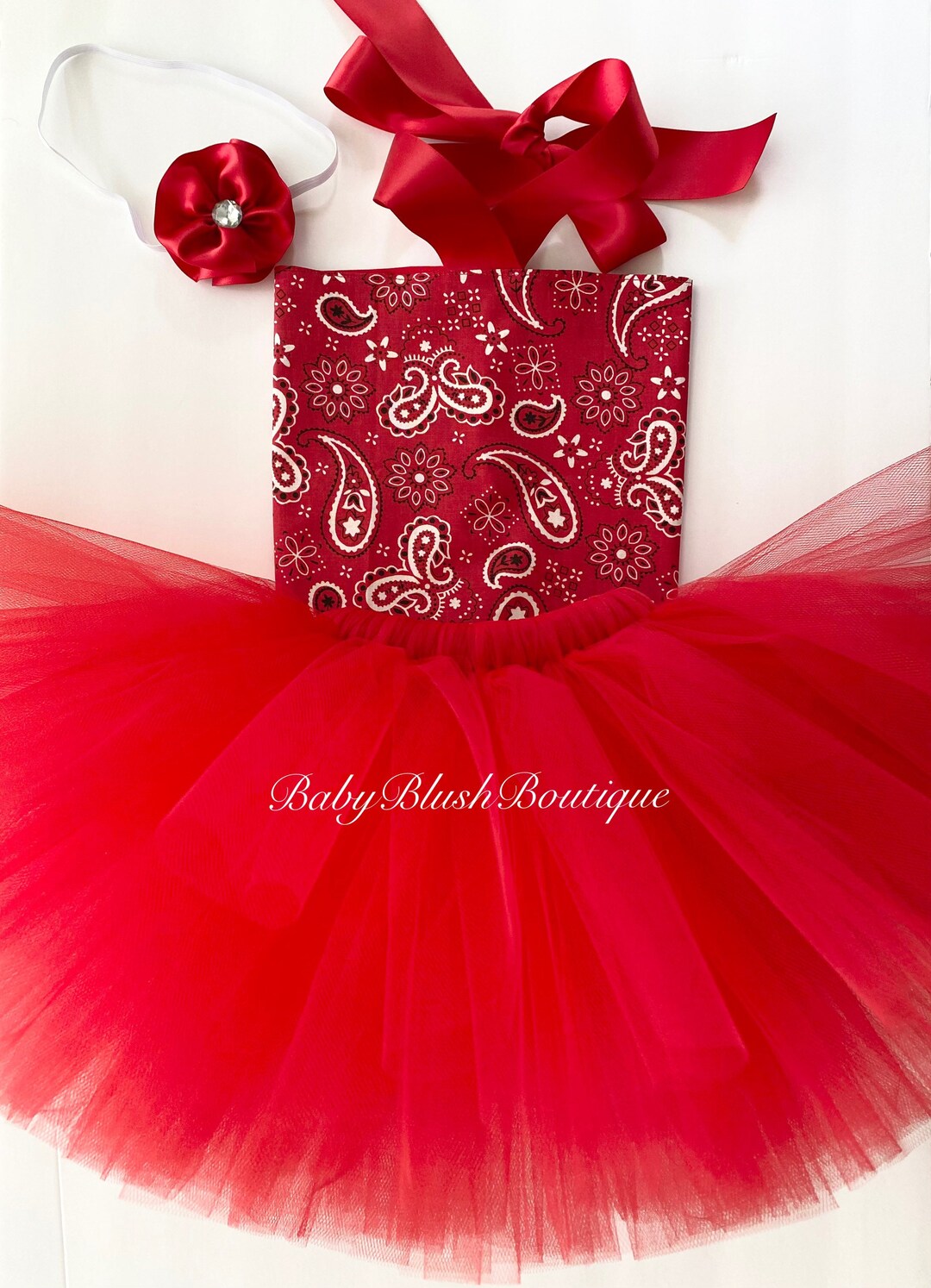 Red Bandana Tutu Baby Toddler Outfit Costume Set 3 Pc tutu, Stylish Top