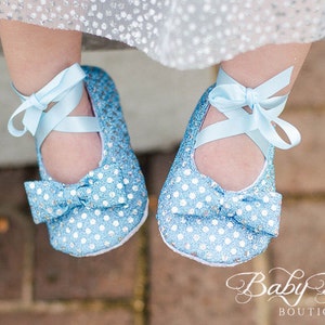 Light Blue Sequin Baby Shoes Baby Ballerina Slipper image 2