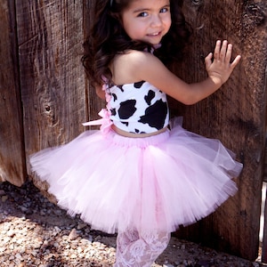 Tutu MooTu Cow Pink Tutu Baby Toddler Outfit Costume Set 3 pc Tutu, Stylish Top, Headband image 2