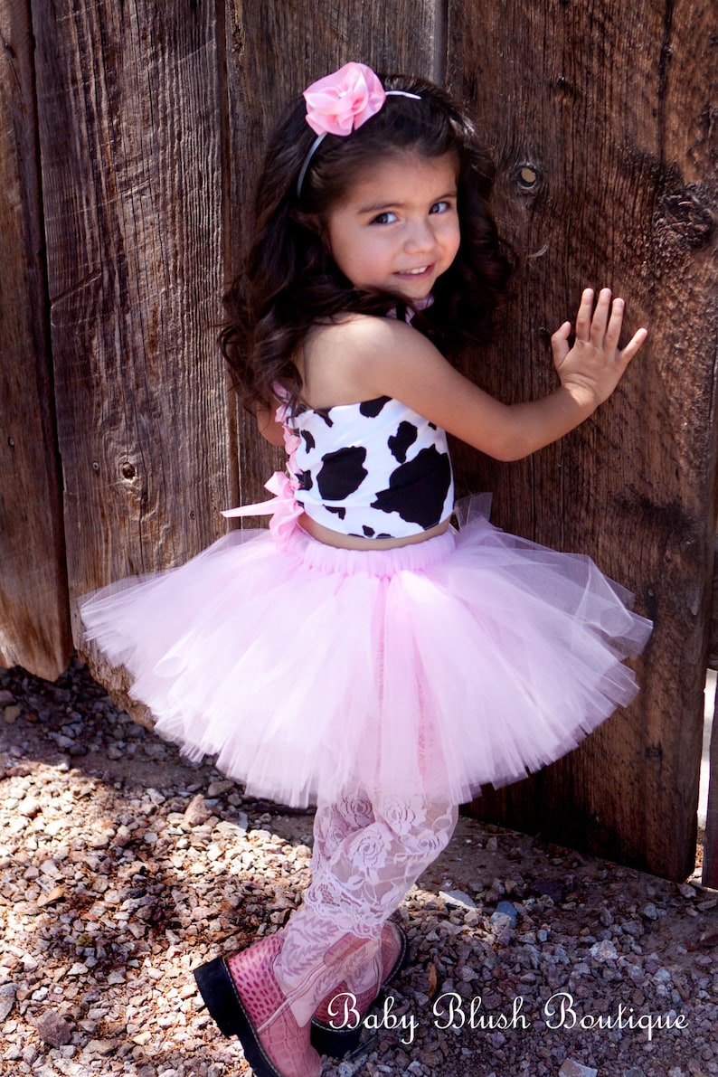 Tutu MooTu Cow Pink Tutu Baby Toddler Outfit Costume Set 3 pc Tutu, Stylish Top, Headband image 2