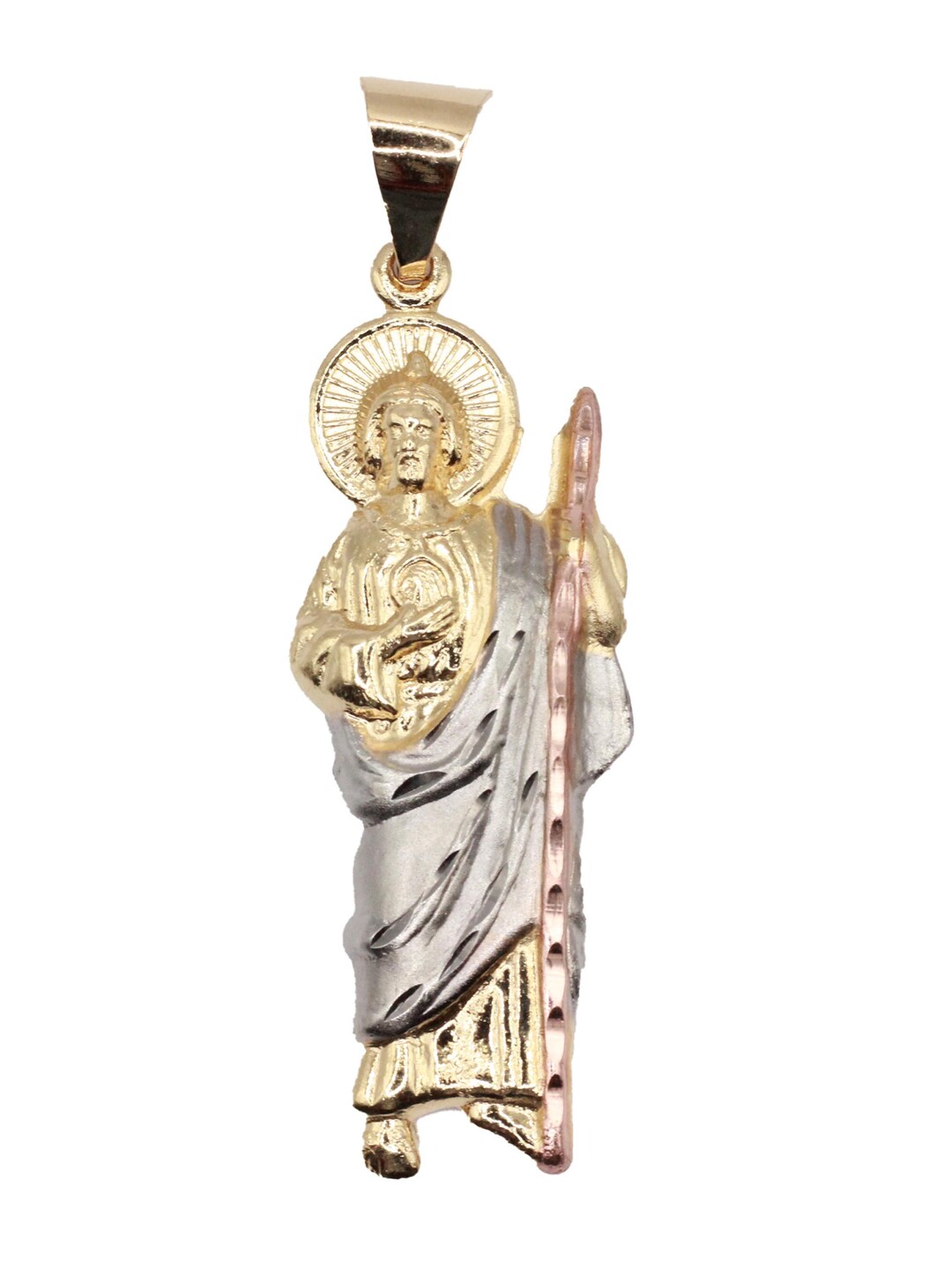 San Judas Tadeo - St Jude Thaddeus Medal 18k Gold Plated With 22 Inch ...