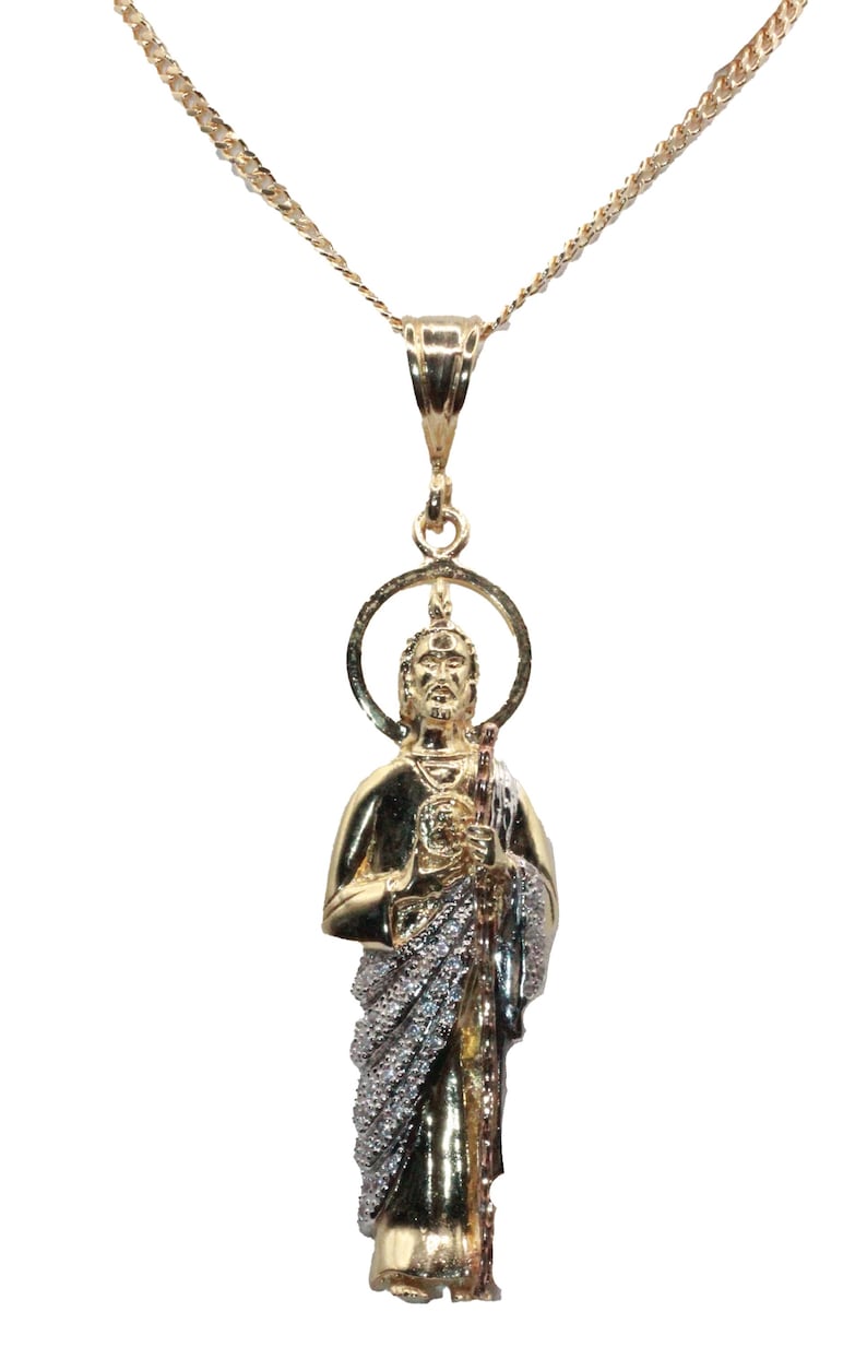 San Judas Tadeo - St Jude Thaddeus Medal 18k Gold Plated With 24 Inch ...