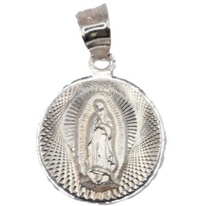 Virgen de Guadalupe Round Pendant Sterling Silver - Our Lady of Guadalupe Medal