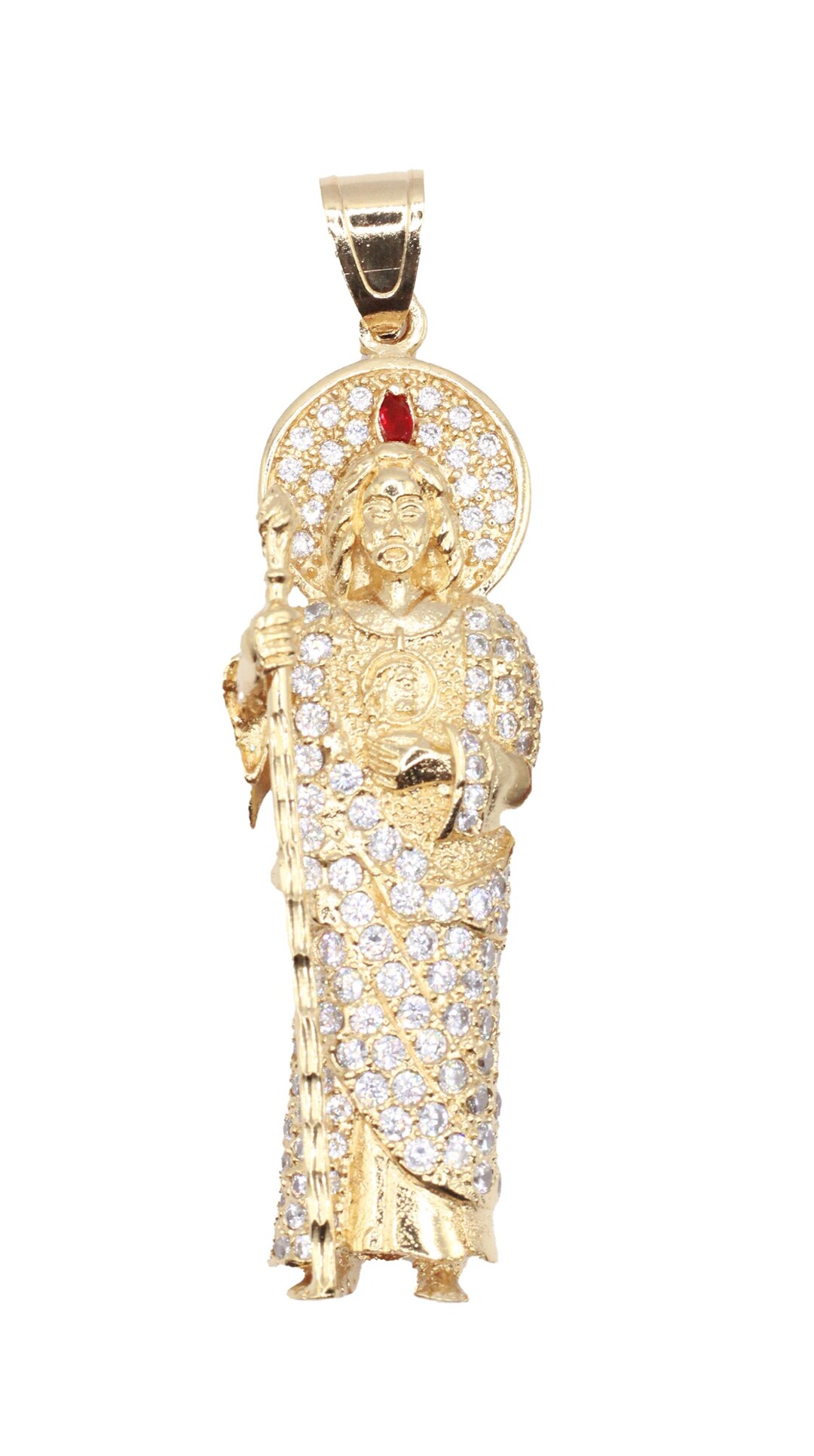 San Judas Tadeo - St Jude Thaddeus Medal 18k Gold Plated With 22 Inch ...