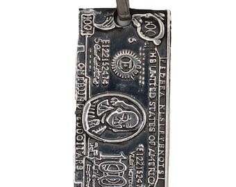 Dollar Bill Pendant .925 Sterling Silver Pendant - Dolar Dije de Plata