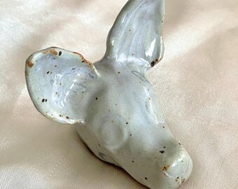 Hand-Built Ceramic Dog Head Sculpture
