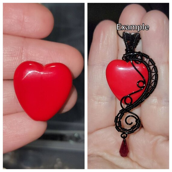 Custom Red Heart Bead Stone Gothic Heart Pendant Etsy