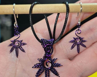 Pre-Order Customizable Cannabis Leaf Pendant and Earring set(please read below)