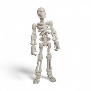 Posable Articulated Skeleton Figurine: 3D Printed with Detachable Bones, Halloween Decor