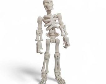 Posable Articulated Skeleton Figurine: 3D Printed with Detachable Bones, Halloween Decor