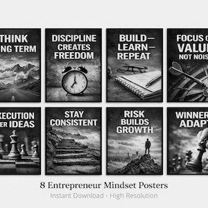 Entrepreneur Posters Printable, Success Mindset Wall Art, Office Decor, Instant Download