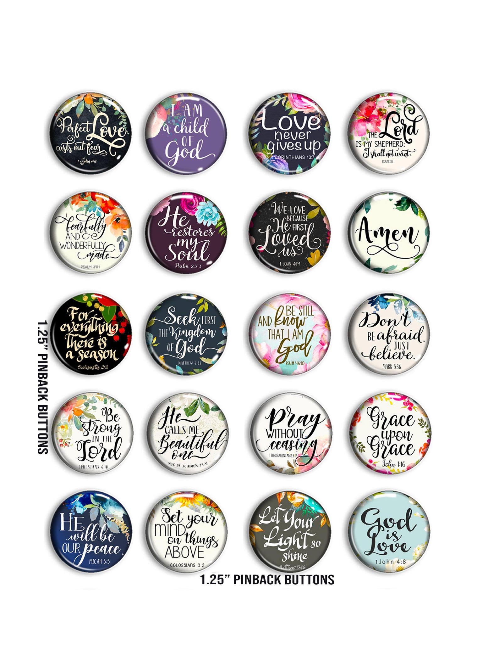 Not Religious Pin Floral Christian Button Set, Bible Verse Pinback Buttons, Faith ...