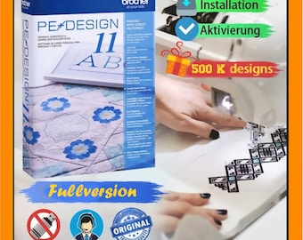 PE Design 11 Sewing and Embroidery Software - Full Version win 10/11 + 500k Embroidery Designs Gift