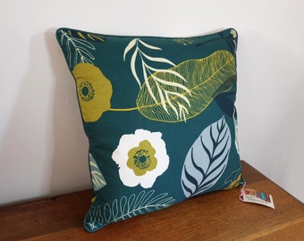 Botanical Design Fabric Cushion Cover with Piping and Zip ++ 52cm sq. approx