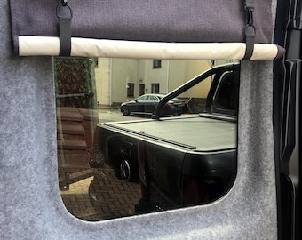 Camper Van Blinds with Matching Bench and Bed Cushions - Non-Foam Black Out Lining - Velcro - EXAMPLE LISTING - Please read description