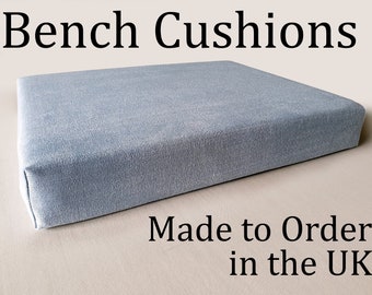 Made to Order Bench Cushion - Box Cushion in Upholstery Fabric - Zip in Cover - Machine Washable - 6cm Firm, Comfortable, Long Lasting Foam