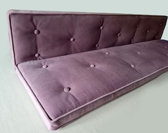 Velvet Buttoned Bench Cushions Made to Order - Stain Resistant Fabric Options - EXAMPLE LISTING - Please read description