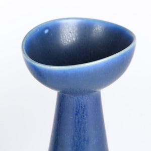 Rare shaped stoneware vases from Palshus, made in coboltblue hare fur glaze, Denmark 1960s