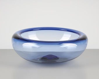 Per Lütken のヴィンテージ Holmegaard ブルー ガラス Ovid ボウル