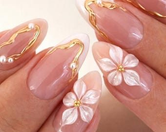 Press On Nails, Fake Nails, Acrylic Nails, Reusable Glue On Nails, Custom Nail Set Salon Quality, False Nails Luxury Glam Nails Gift for her