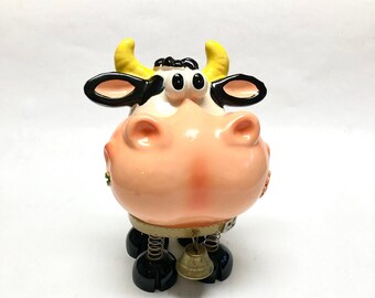 Cow Piggy Bank Large Cow on Spring Legs