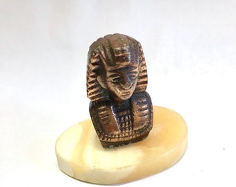Vintage Copper King Tut Bust Egyptian Pharaoh Tutankhamen Figurine