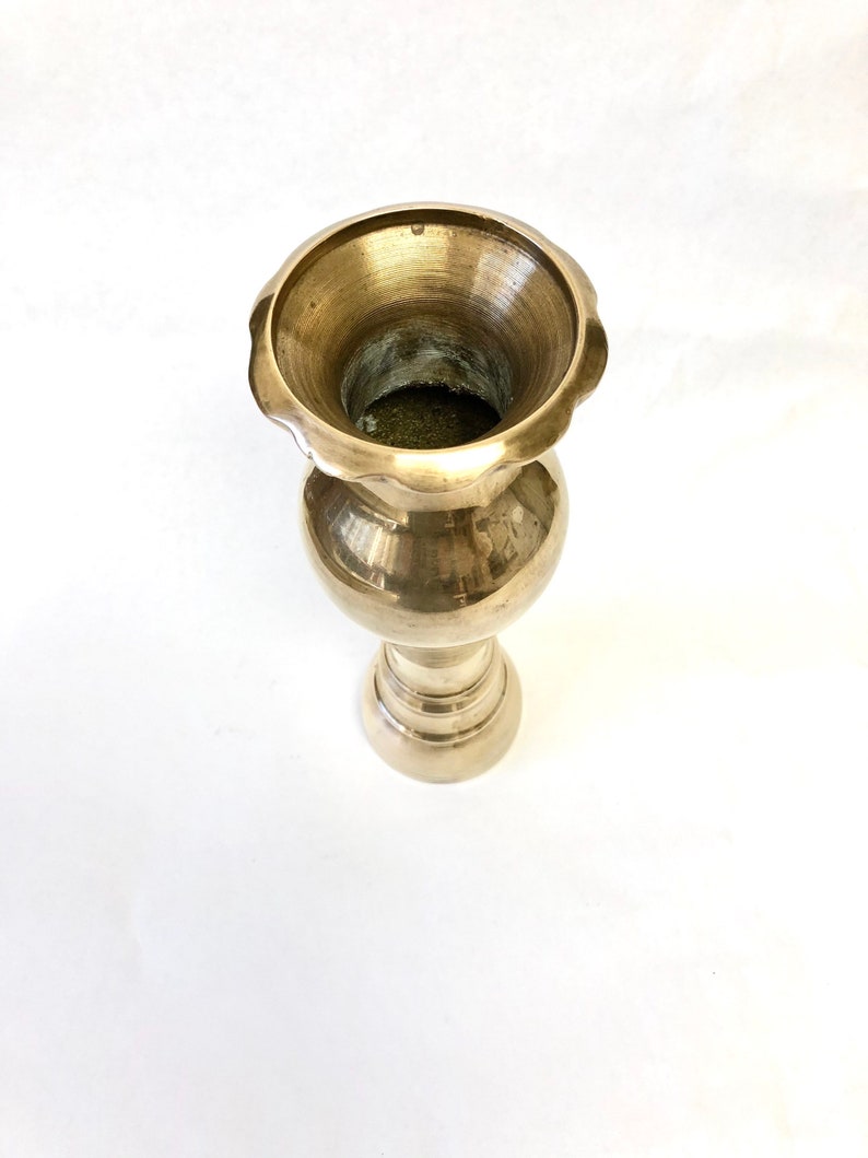 Large Brass Vase Fluted Rim Weighted Base