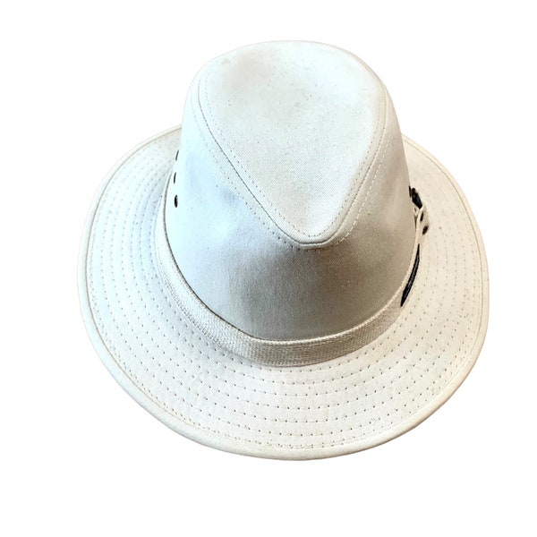 Original PANAMA JACK Hat Cotton Canvas Off White Linen Color 2 Inch Safari Brim Sz Large