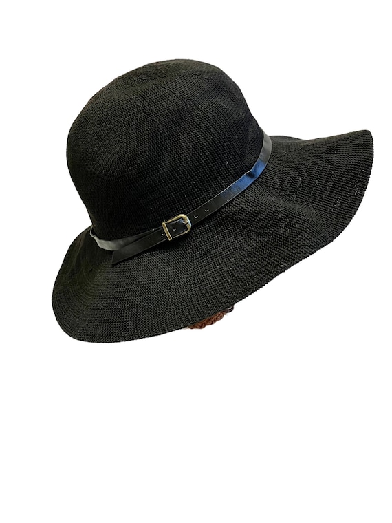 Black Wide Brimmed Hat Black Floppy Brimmed Hat Bl
