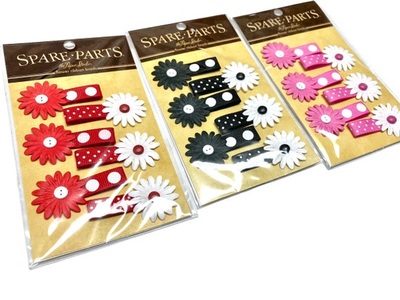 Flower Ribbon Brads for Paper Crafts Scrap Booking 7 Packages Spare Parts  F15 